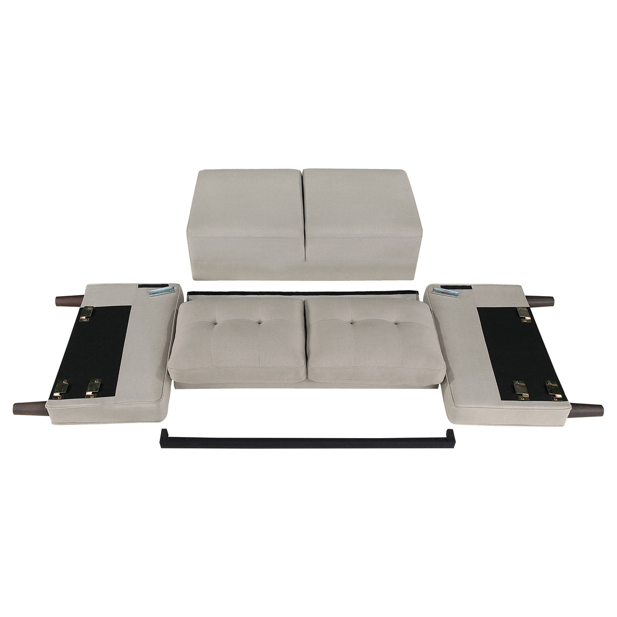Bowen 2-piece Upholstered Track Arm Tufted Sofa Set - Beige