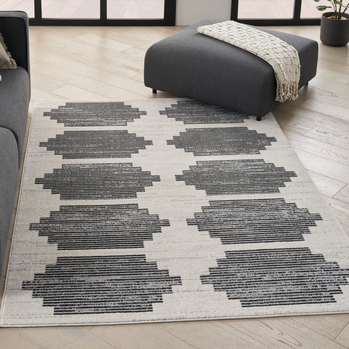 Modern Passion MDP01 Ivory Grey Rug - room scene