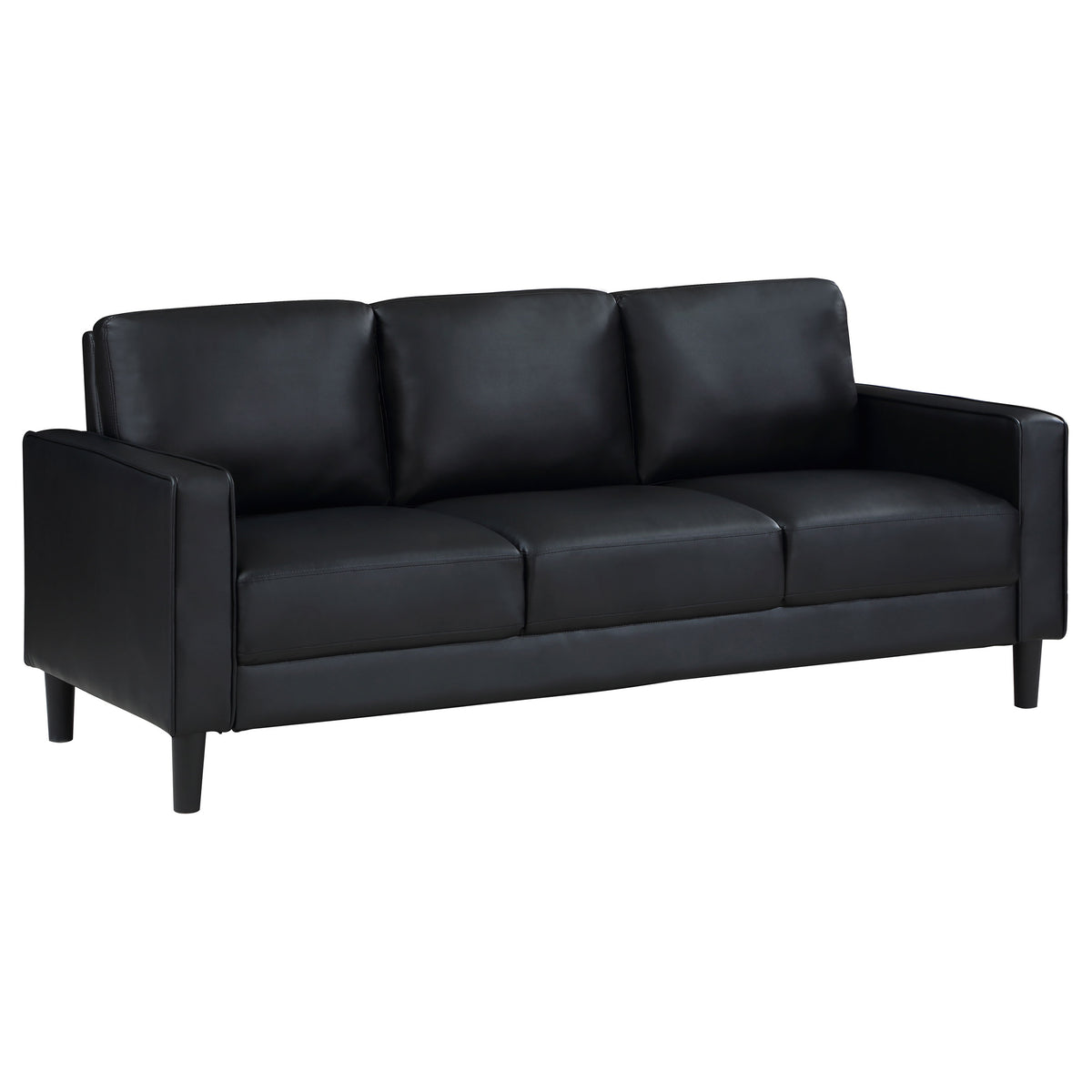 Ruth 3-piece Upholstered Track Arm Sofa Set - Black