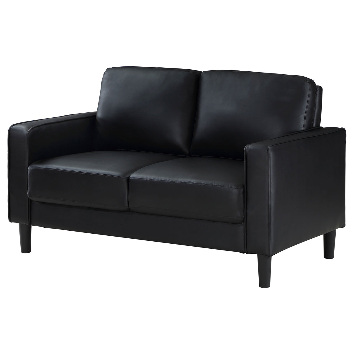Ruth Upholstered Track Arm Loveseat - Black