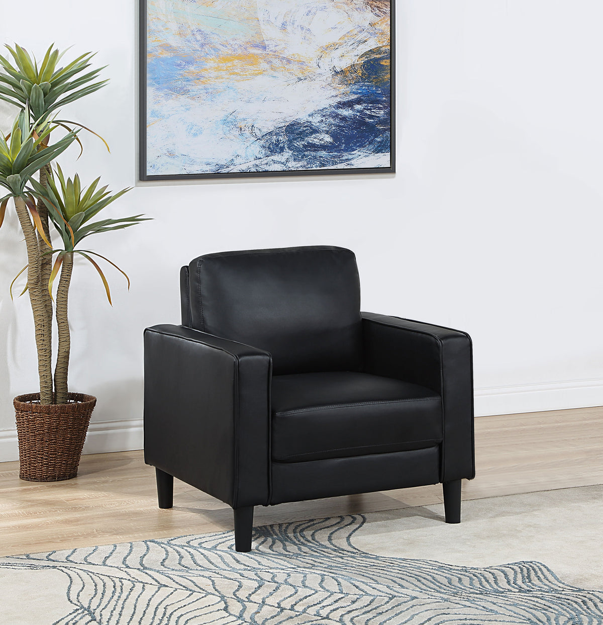 Ruth Upholstered Track Arm Accent Chair - Black