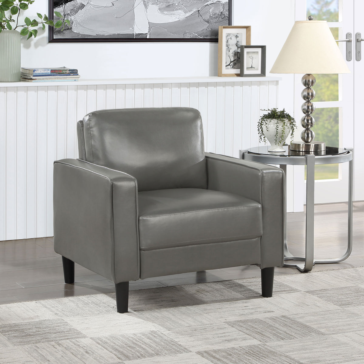 Ruth Upholstered Track Arm Accent Chair - Grey