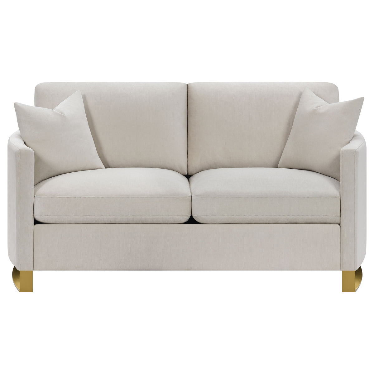 Corliss Upholstered Curved Track Arm Loveseat - Beige