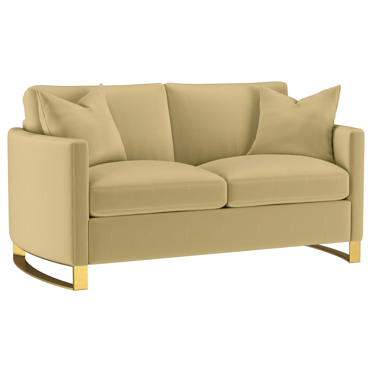 Corliss Upholstered Curved Track Arm Loveseat - Camel