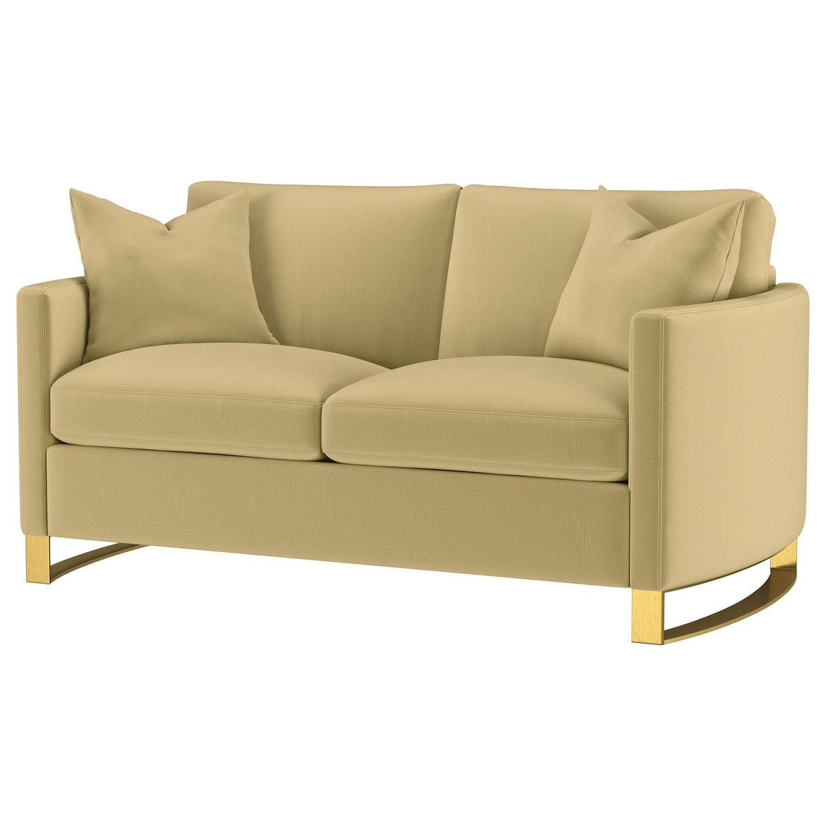 Corliss Upholstered Curved Track Arm Loveseat - Camel