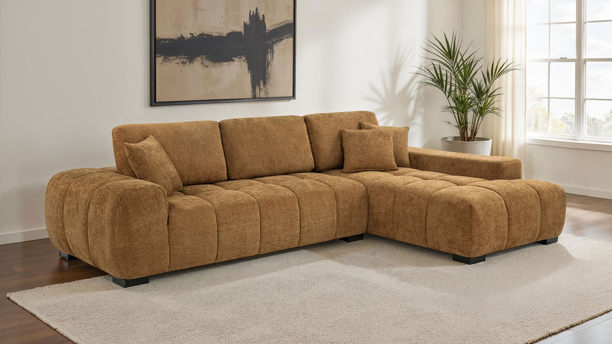 Octavia Tufted 2-Piece Sectional Chaise Sofa - Amber