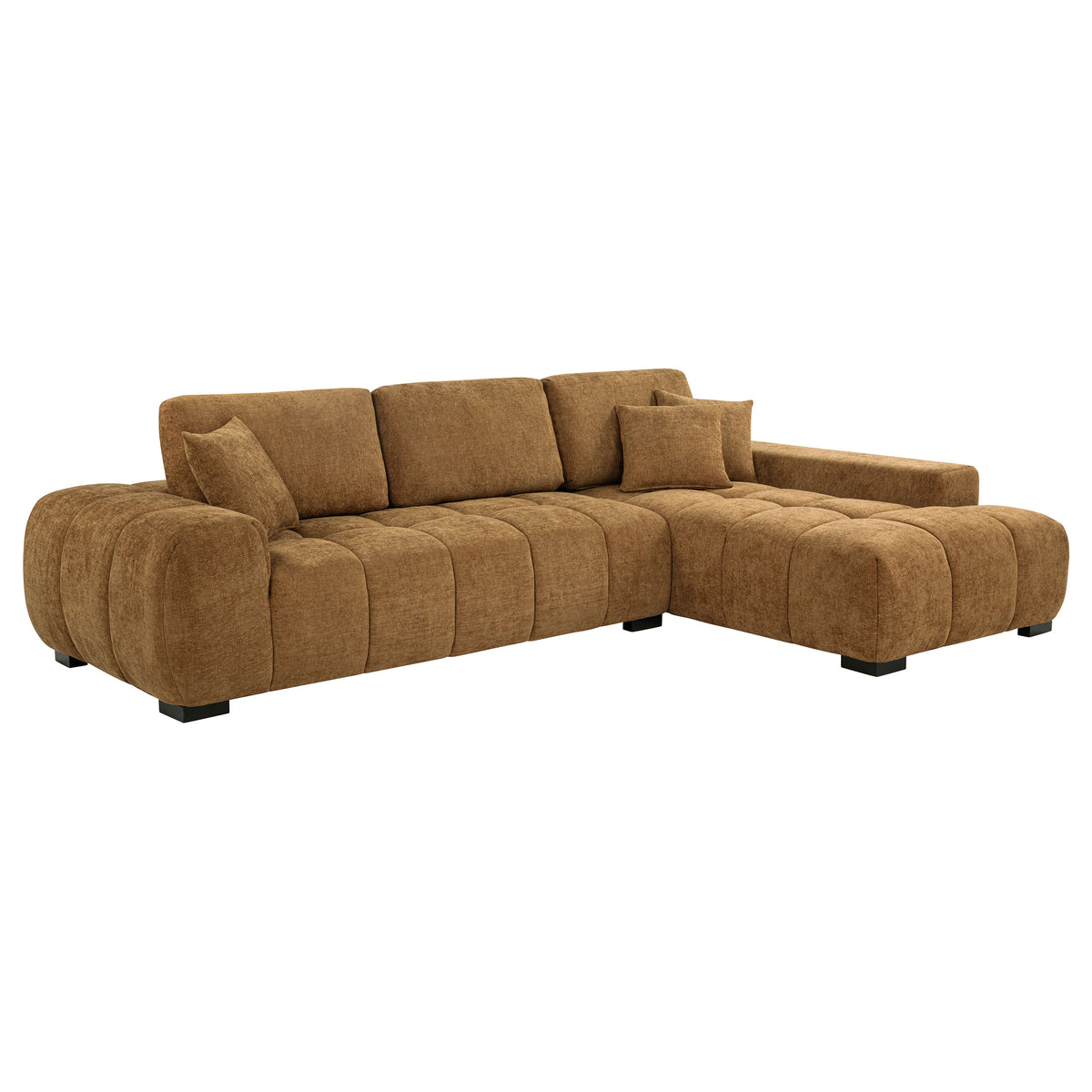 Octavia Tufted 2-Piece Sectional Chaise Sofa - Amber