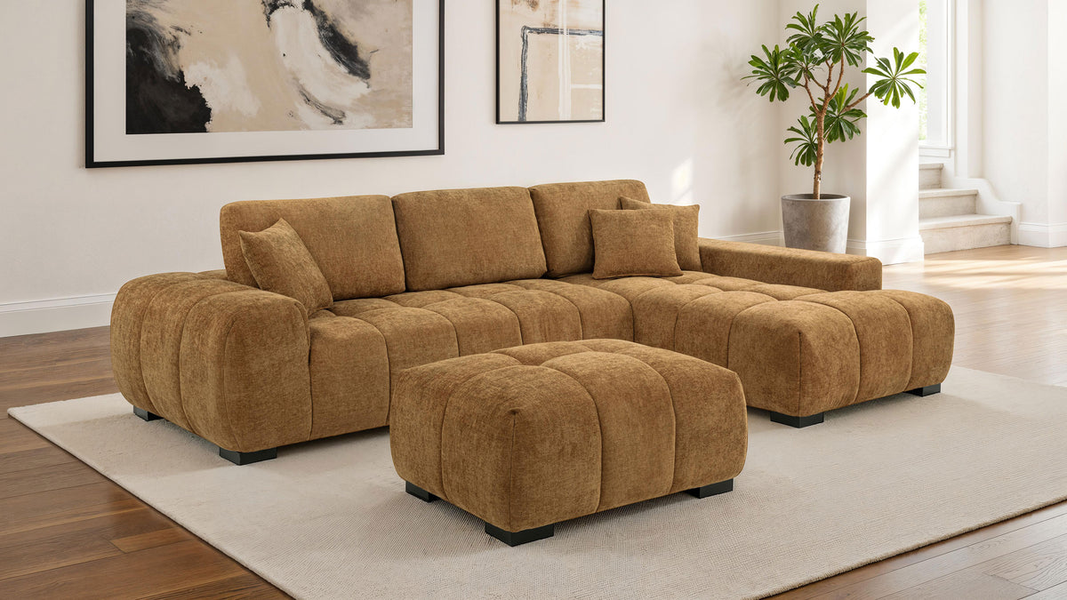Octavia Tufted 2-Piece Sectional Chaise Sofa - Amber