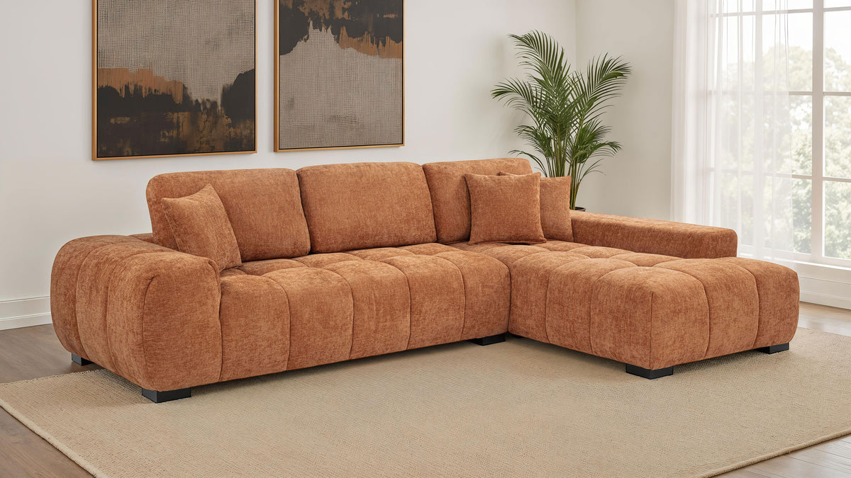 Octavia Tufted 2-Piece Sectional Chaise Sofa - Orange