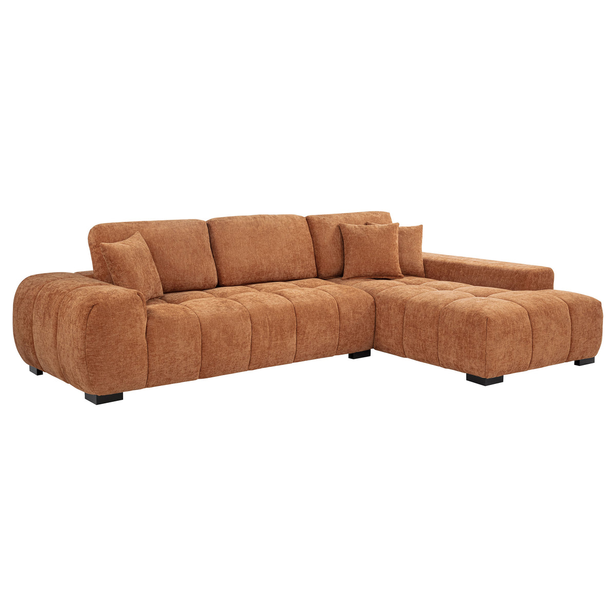 Octavia Tufted 2-Piece Sectional Chaise Sofa - Orange