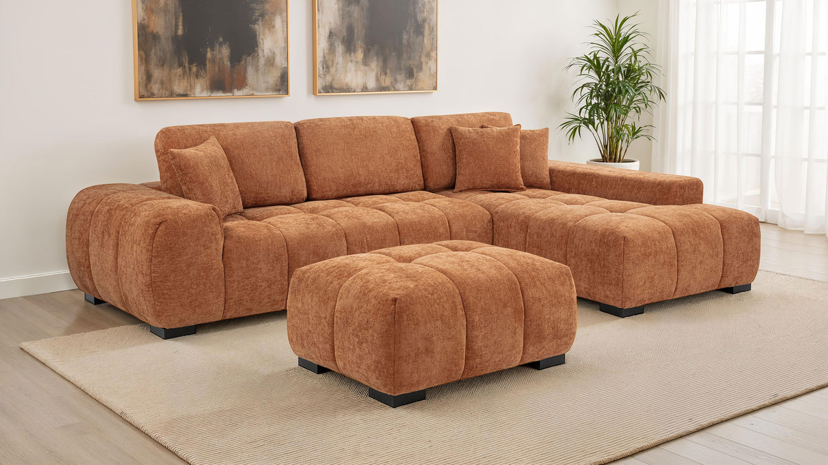Octavia Tufted 2-Piece Sectional Chaise Sofa - Orange