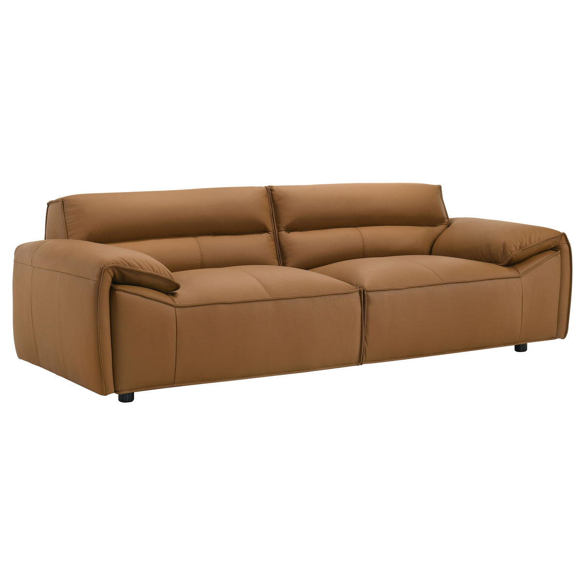 Buxton Top Grain Leather Upholstered Sofa - Orange