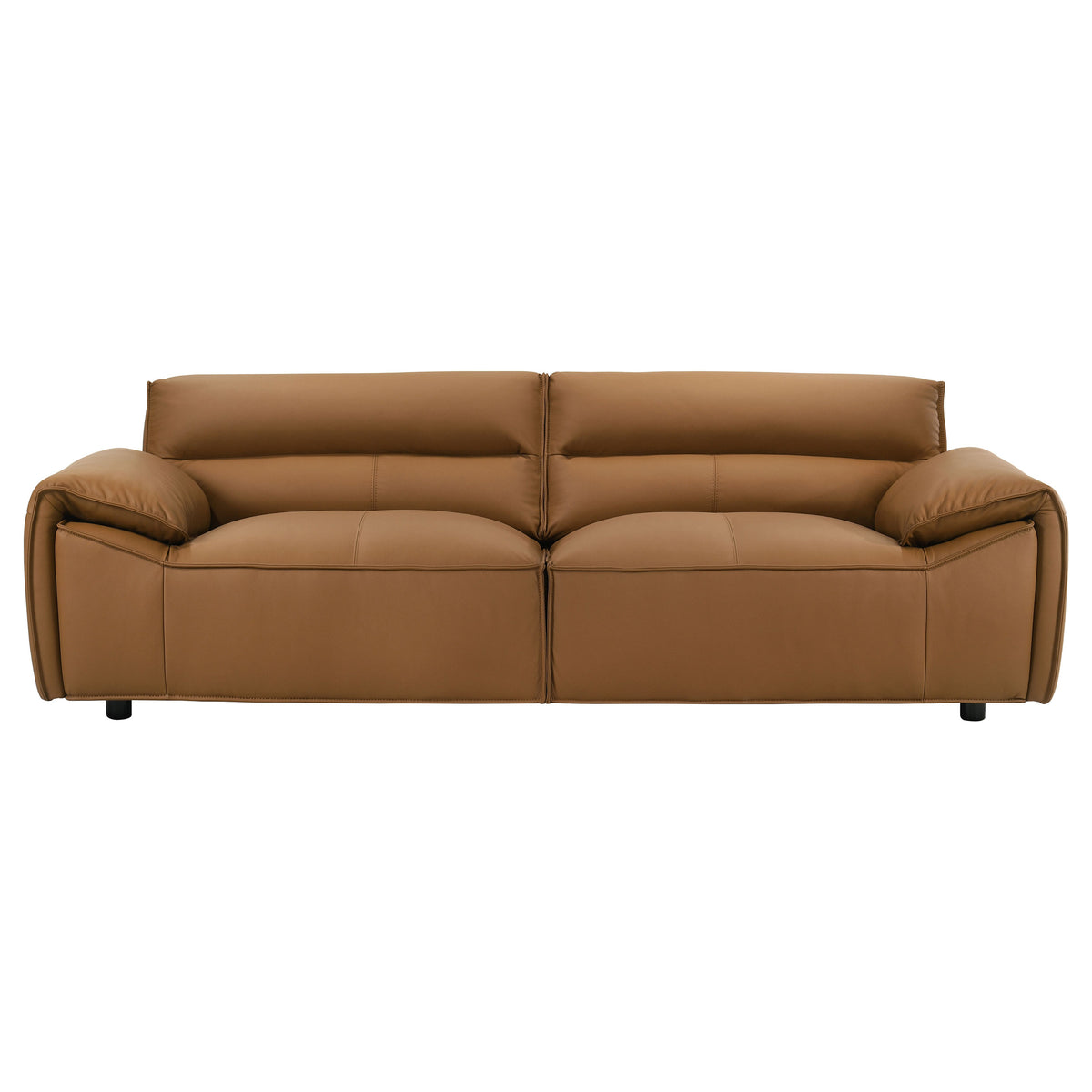 Buxton Top Grain Leather Upholstered Sofa - Orange
