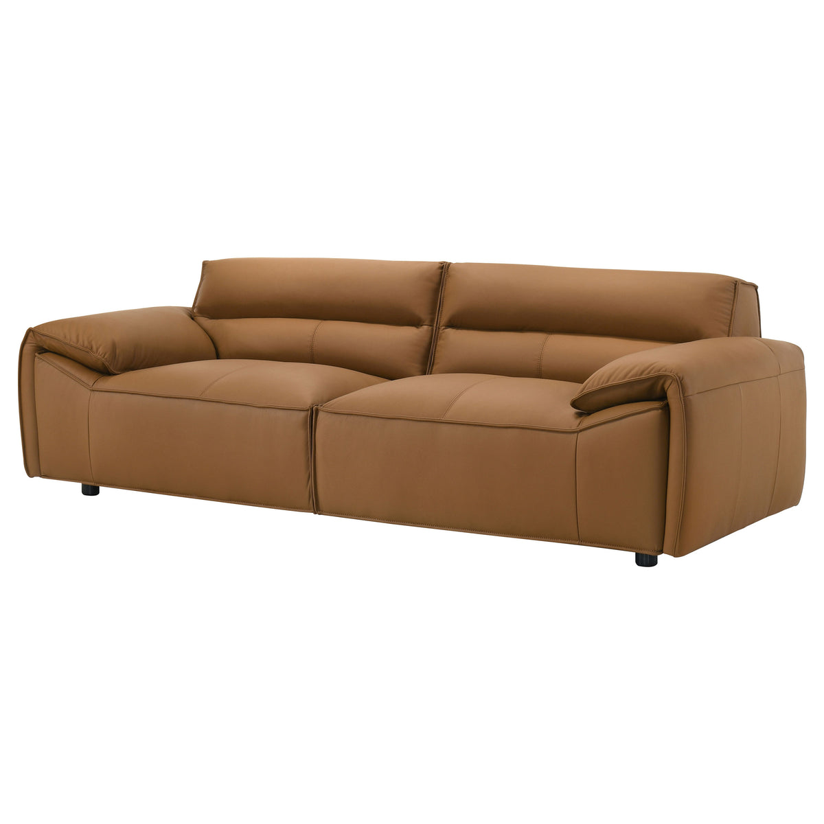 Buxton Top Grain Leather Upholstered Sofa - Orange