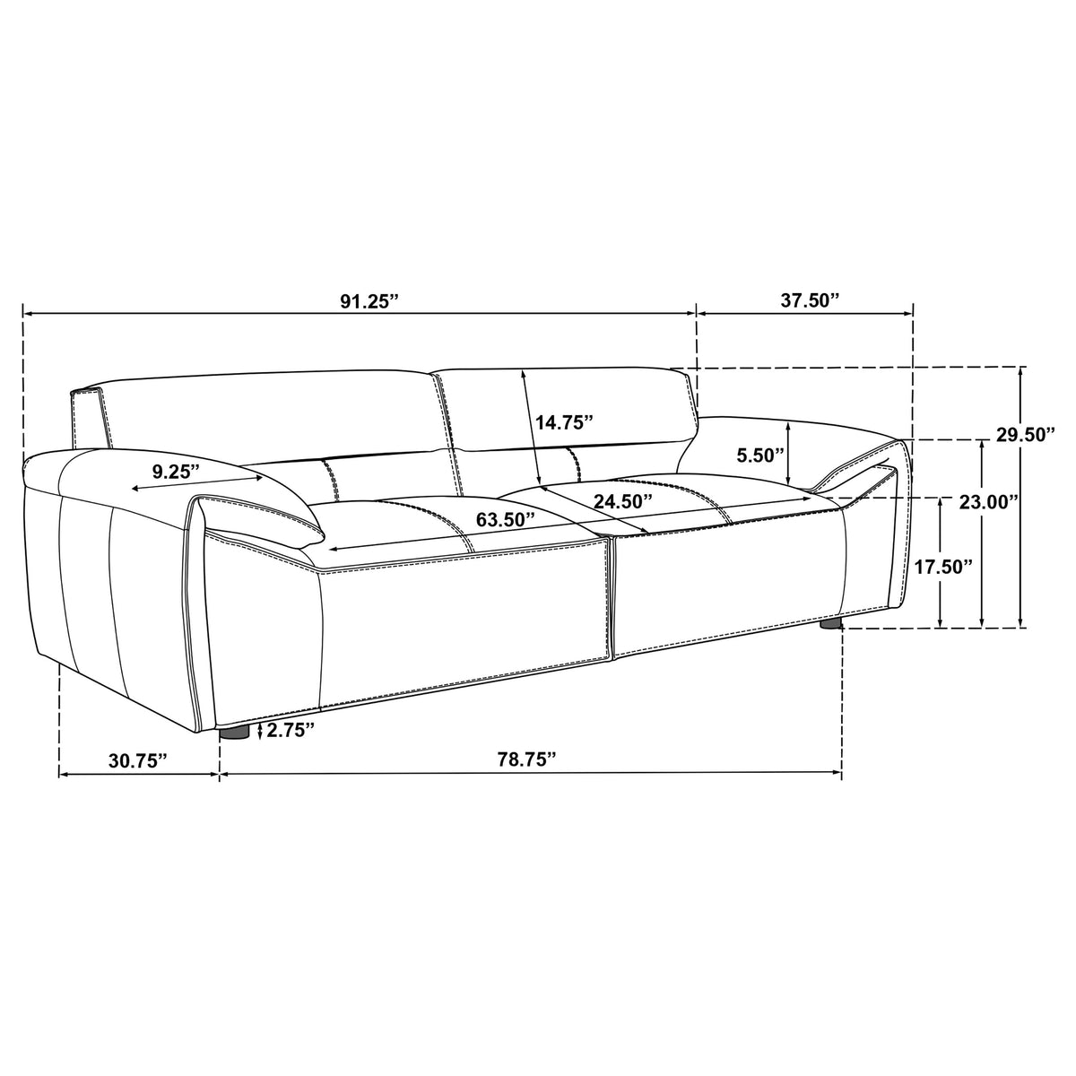 Buxton Top Grain Leather Upholstered Sofa - Orange