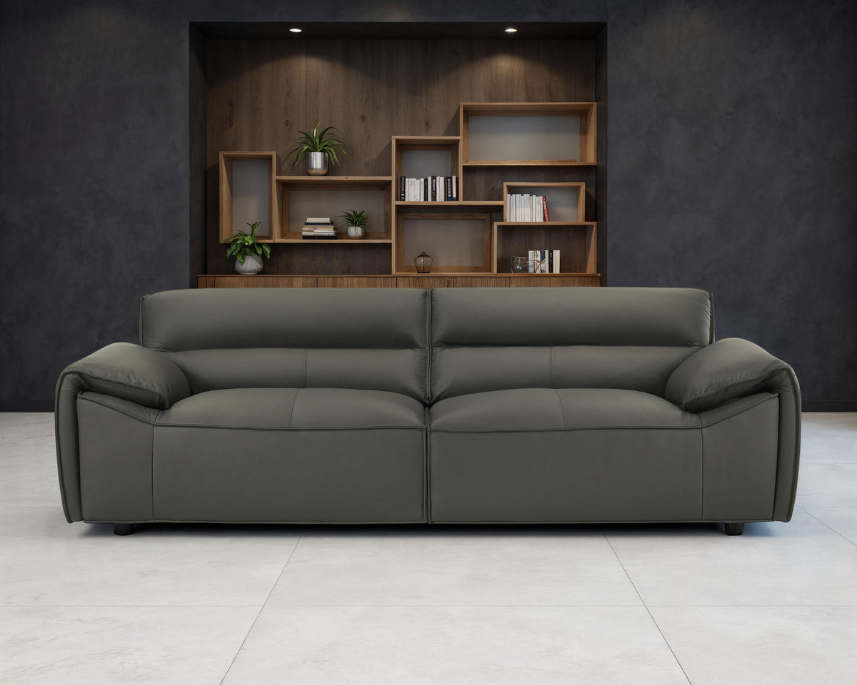 Buxton Top Grain Leather Upholstered Sofa - Graphite