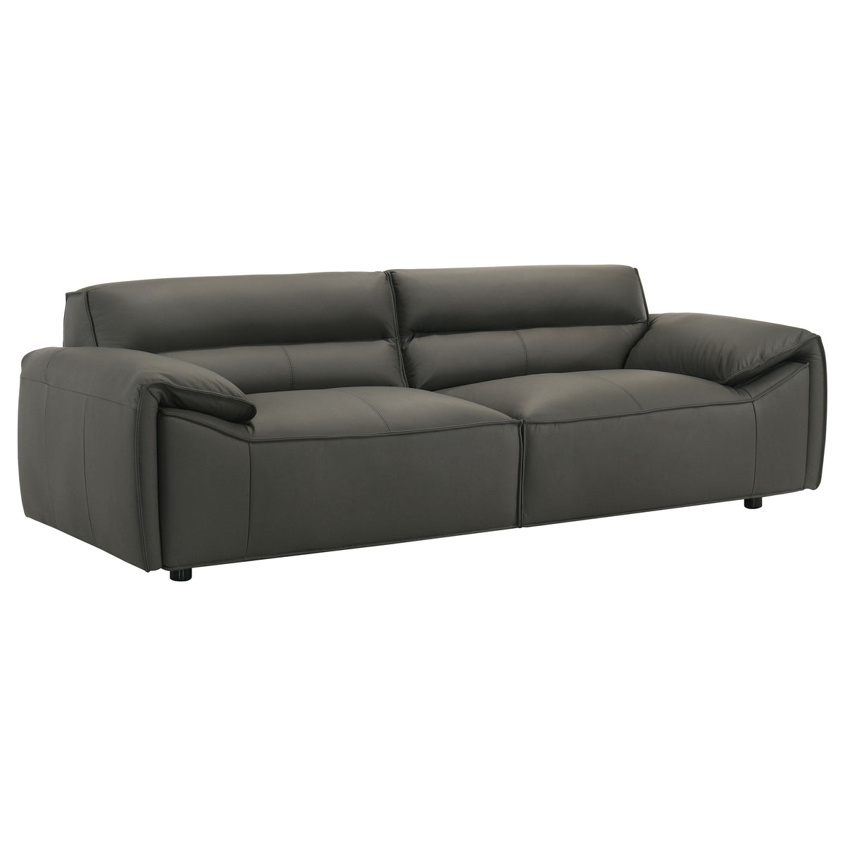 Buxton Top Grain Leather Upholstered Sofa - Graphite