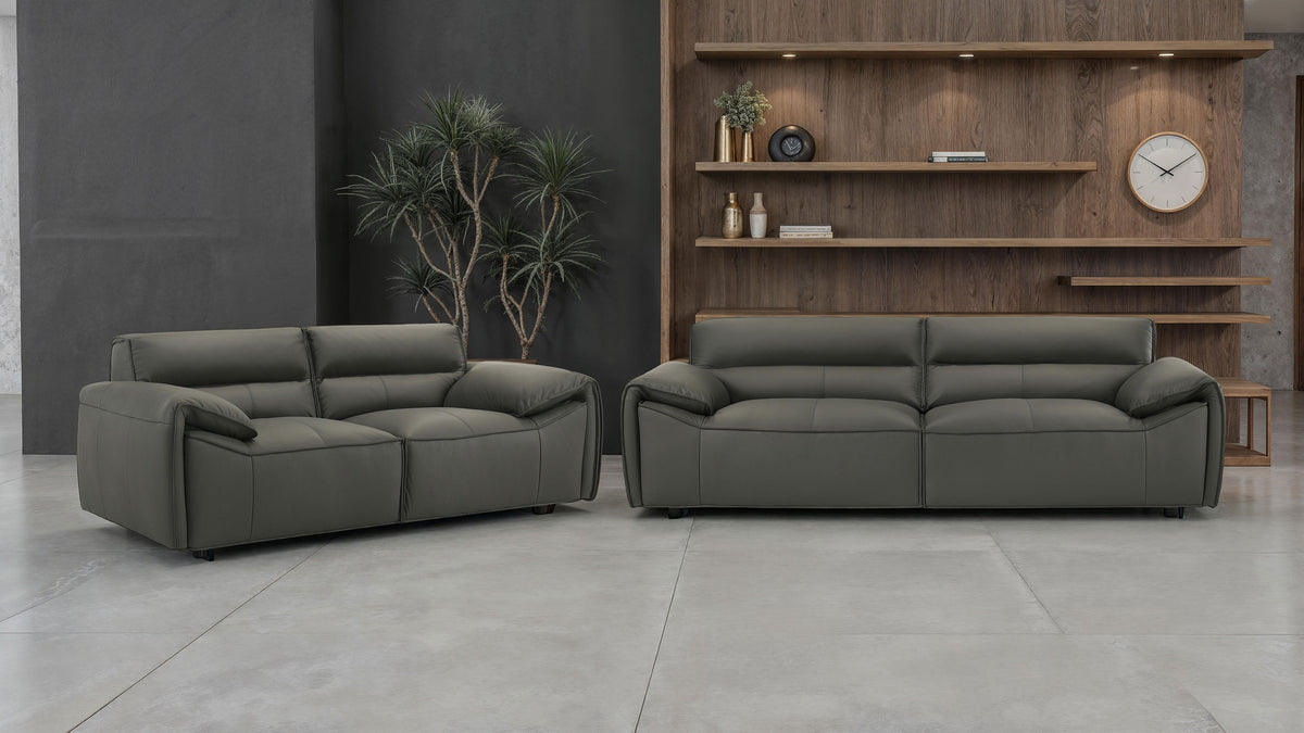 Buxton Top Grain Leather Upholstered Sofa - Graphite