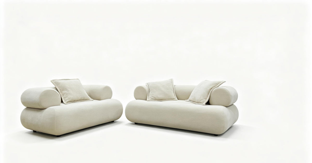 Stationary Sofa 2 Pc Set Ivory