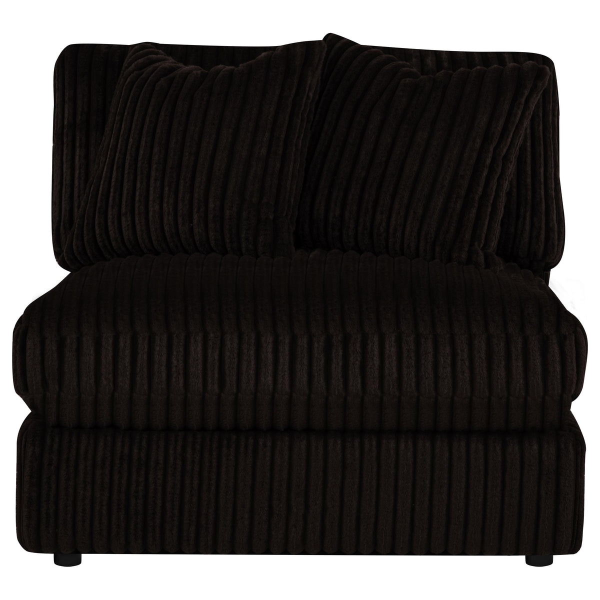 Blaine Corduroy Armless Chair with Reversible Cushions - Chocolate Brown