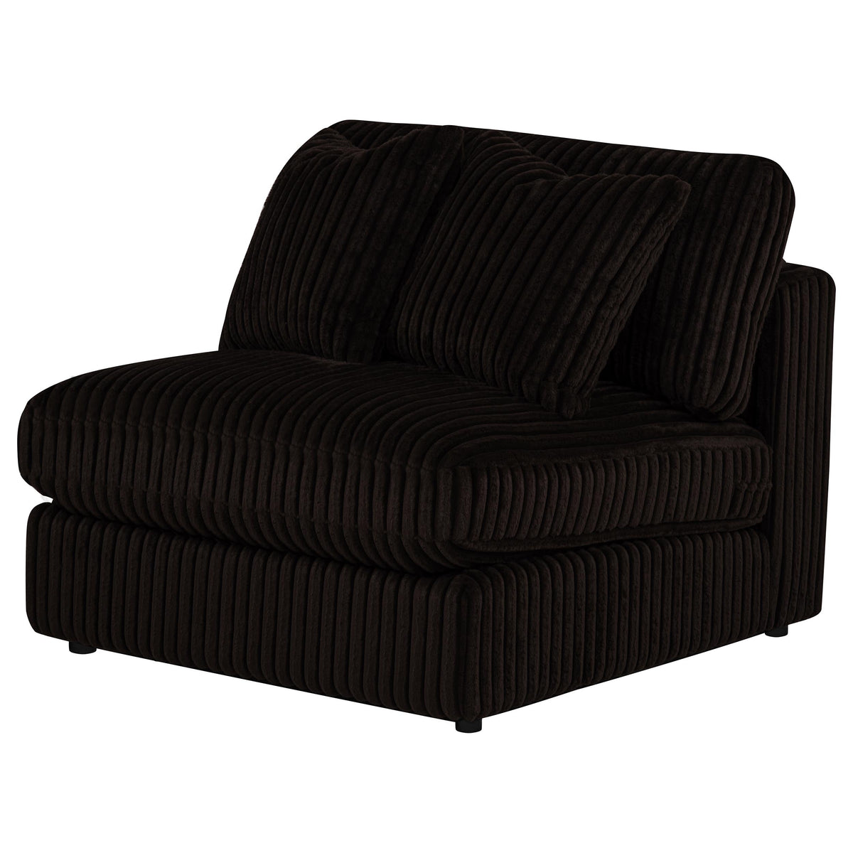 Blaine Corduroy Armless Chair with Reversible Cushions - Chocolate Brown