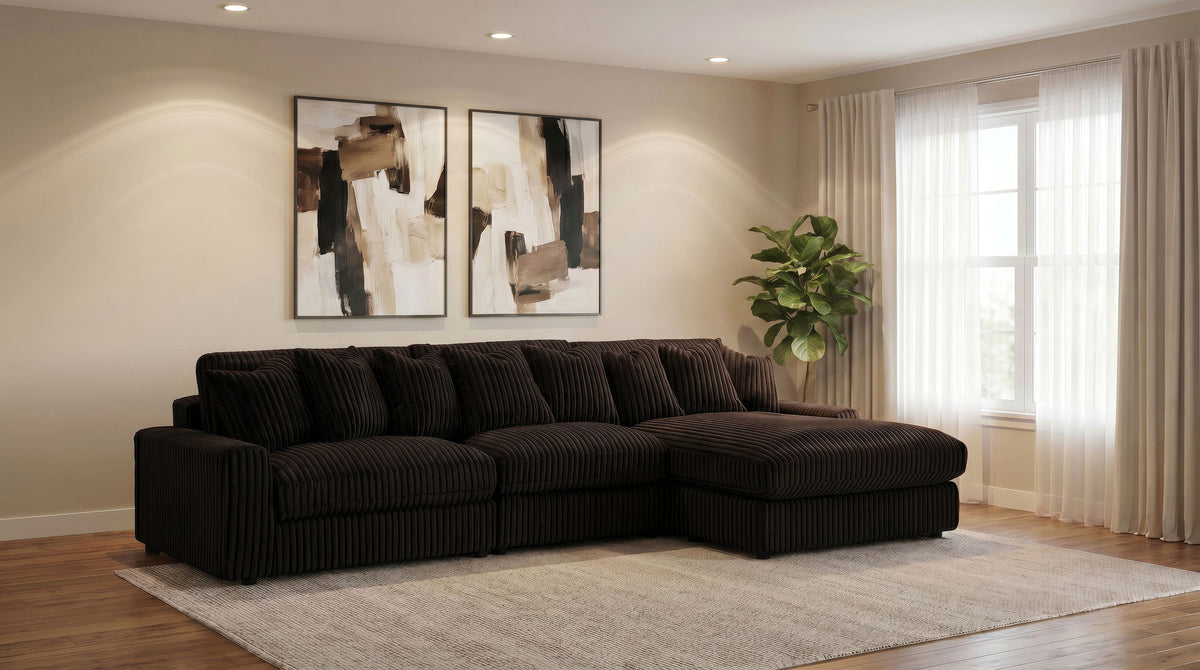 Blaine Corduroy Armless Chair with Reversible Cushions - Chocolate Brown