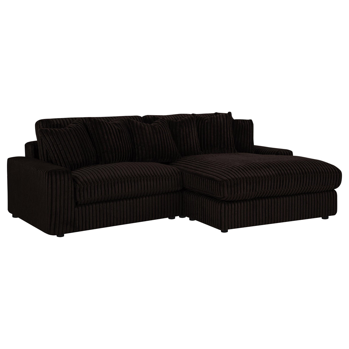 Blaine 2-Piece Corduroy Reversible Chaise Sectional Sofa - Chocolate Brown