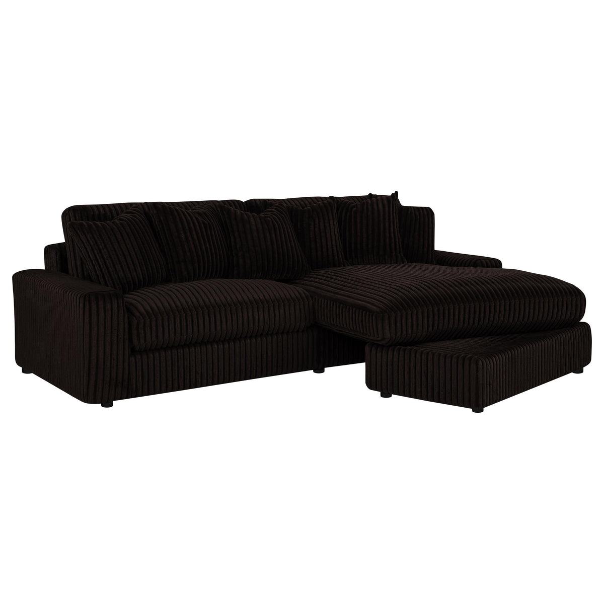 Blaine 2-Piece Corduroy Reversible Chaise Sectional Sofa - Chocolate Brown
