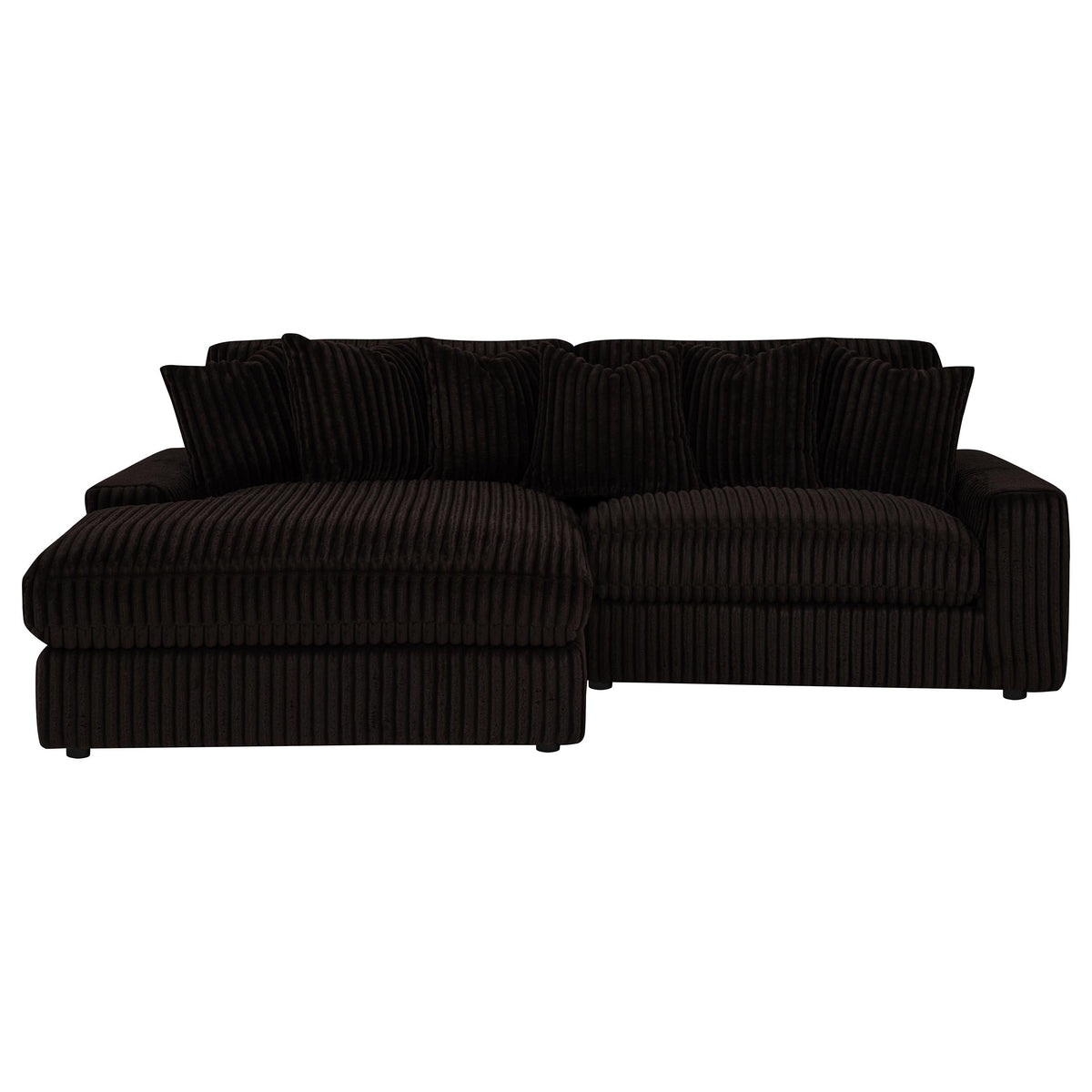 Blaine 2-Piece Corduroy Reversible Chaise Sectional Sofa - Chocolate Brown