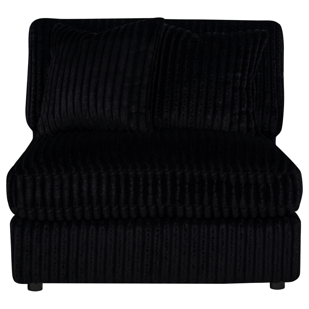 Blaine Corduroy Armless Chair with Reversible Cushions - Black