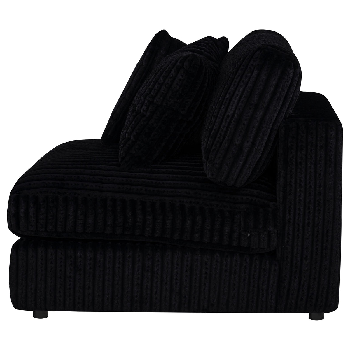 Blaine Corduroy Armless Chair with Reversible Cushions - Black