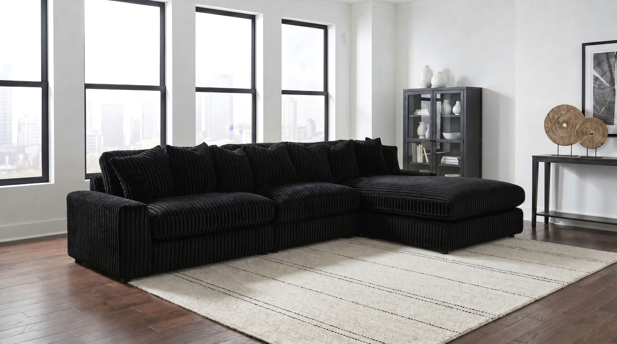 Blaine Corduroy Armless Chair with Reversible Cushions - Black