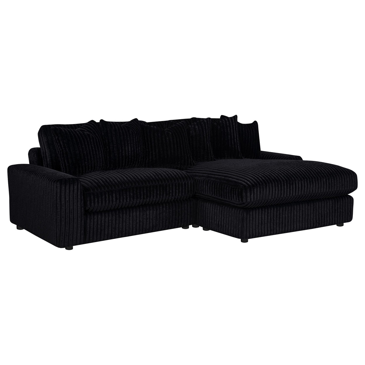 Blaine 2-Piece Corduroy Reversible Chaise Sectional Sofa - Black