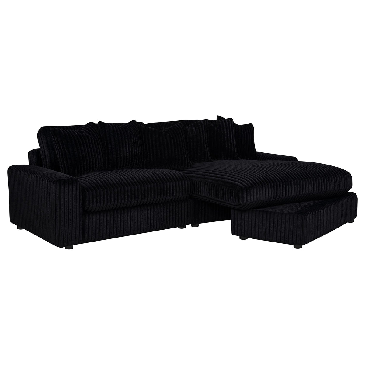 Blaine 2-Piece Corduroy Reversible Chaise Sectional Sofa - Black
