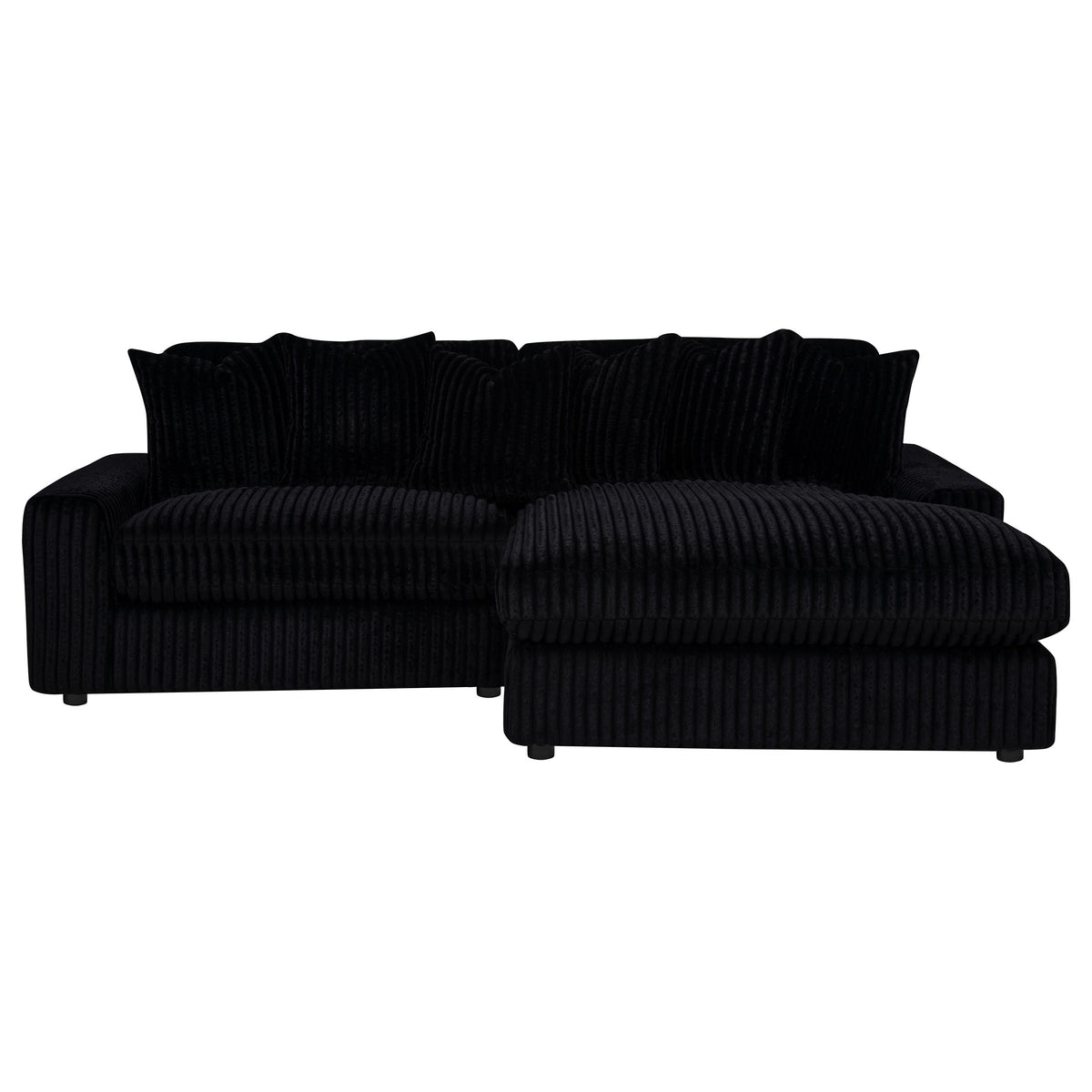 Blaine 2-Piece Corduroy Reversible Chaise Sectional Sofa - Black