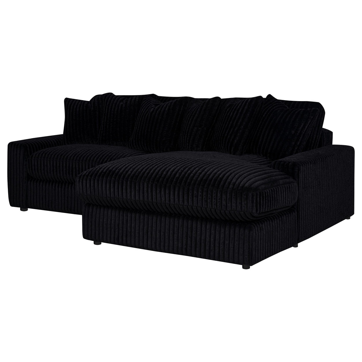 Blaine 2-Piece Corduroy Reversible Chaise Sectional Sofa - Black
