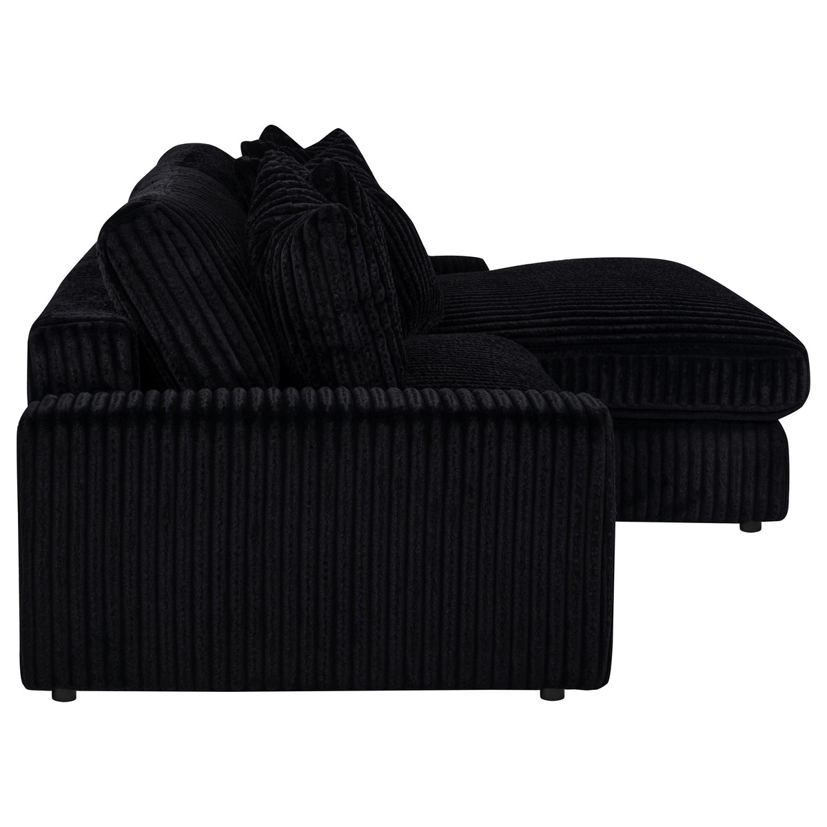 Blaine 2-Piece Corduroy Reversible Chaise Sectional Sofa - Black