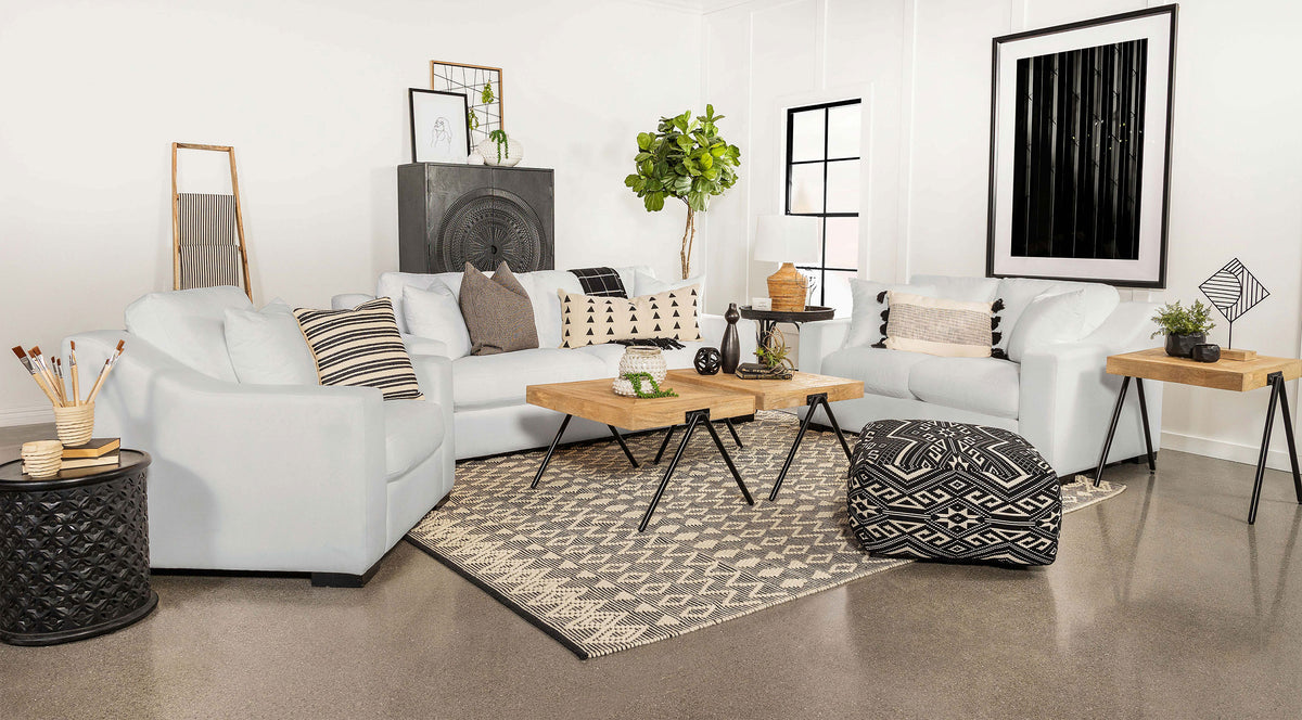 Ashlyn Upholstered Track Arm Loveseat White