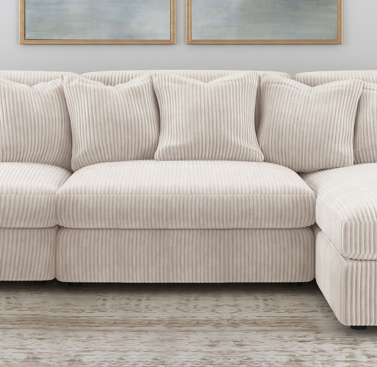 Blaine Corduroy Armless Chair with Reversible Cushions - Sand