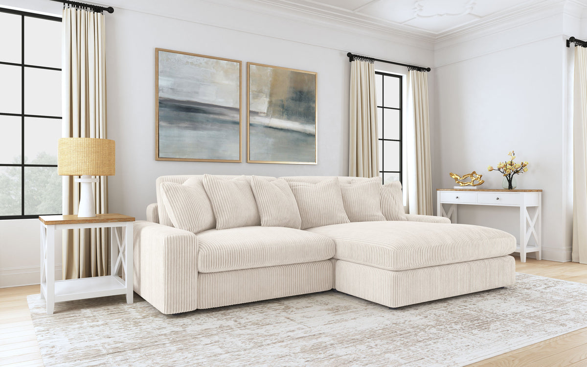 Blaine 2-Piece Corduroy Reversible Chaise Sectional Sofa - Sand