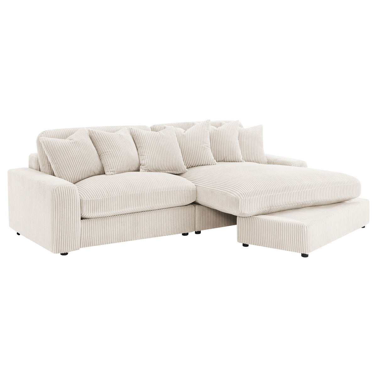 Blaine 2-Piece Corduroy Reversible Chaise Sectional Sofa - Sand