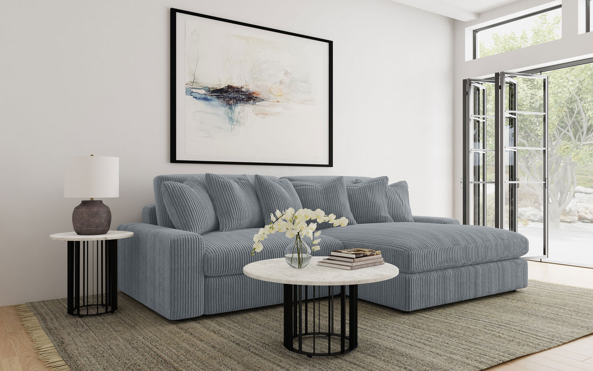 Blaine 2-Piece Corduroy Reversible Chaise Sectional Sofa - Fog