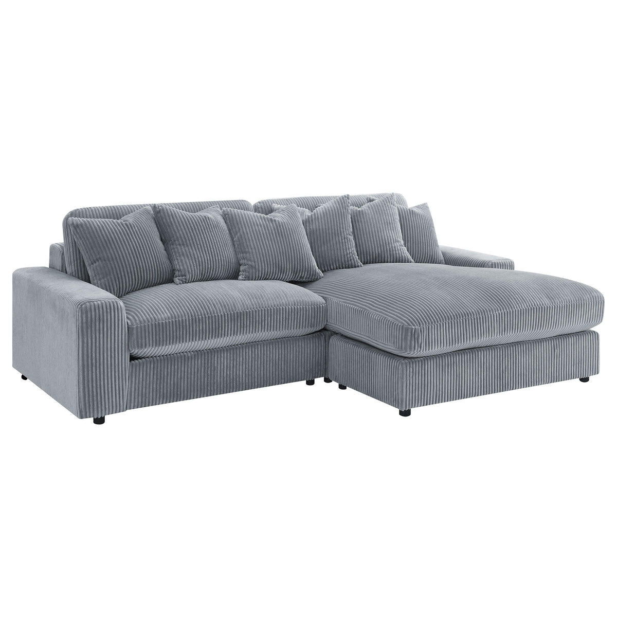 Blaine 2-Piece Corduroy Reversible Chaise Sectional Sofa - Fog