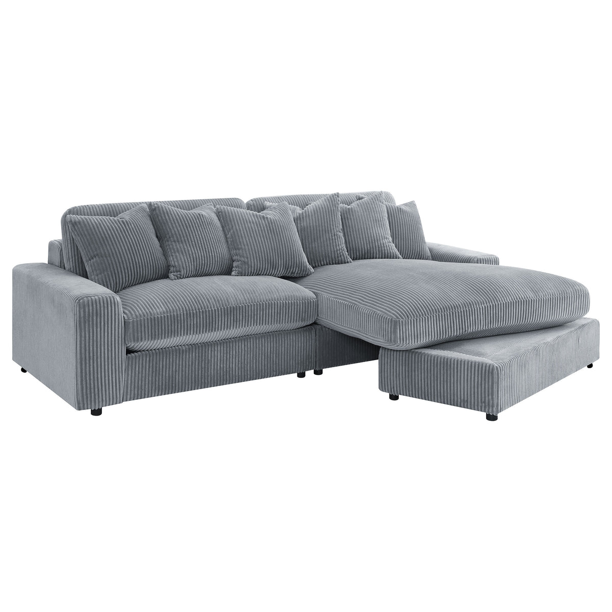 Blaine 2-Piece Corduroy Reversible Chaise Sectional Sofa - Fog