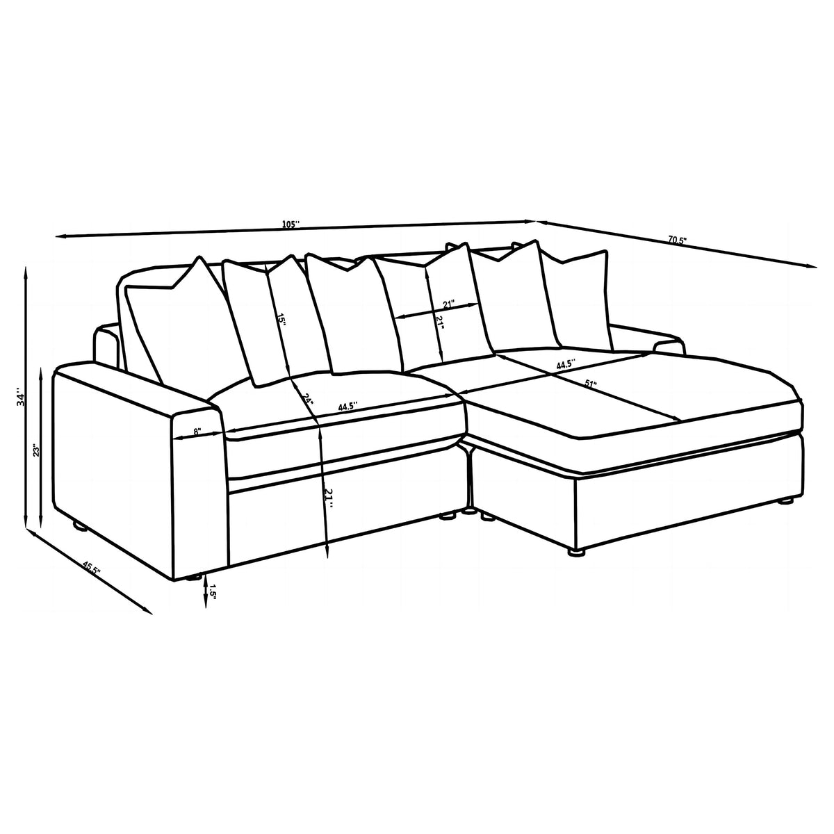 Blaine 2-Piece Corduroy Reversible Chaise Sectional Sofa - Fog