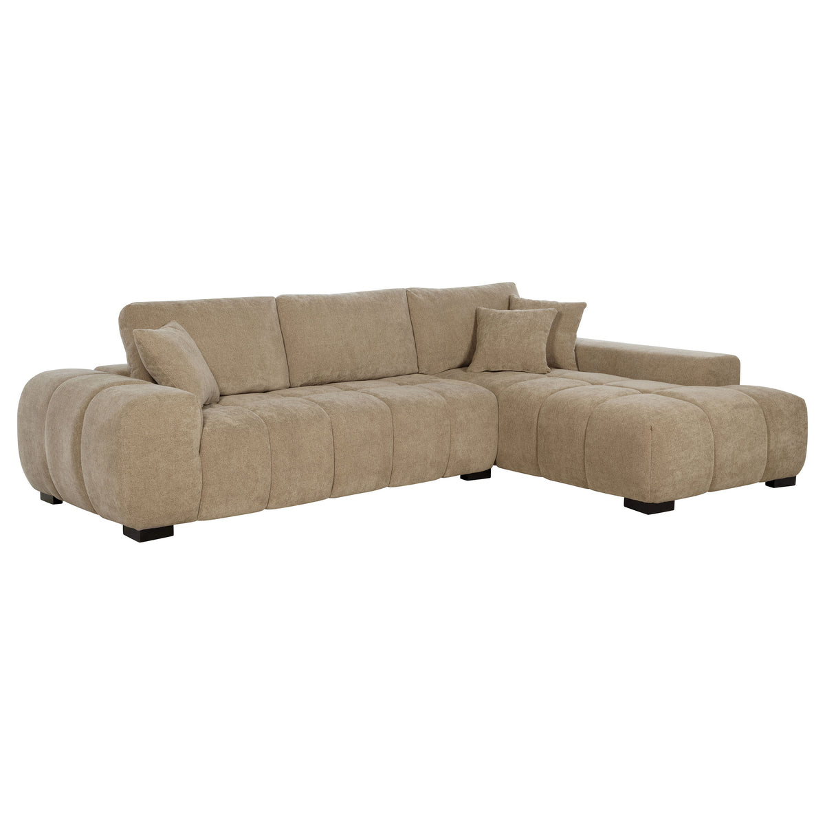 Octavia Tufted 2-Piece Sectional Chaise Sofa - Camel