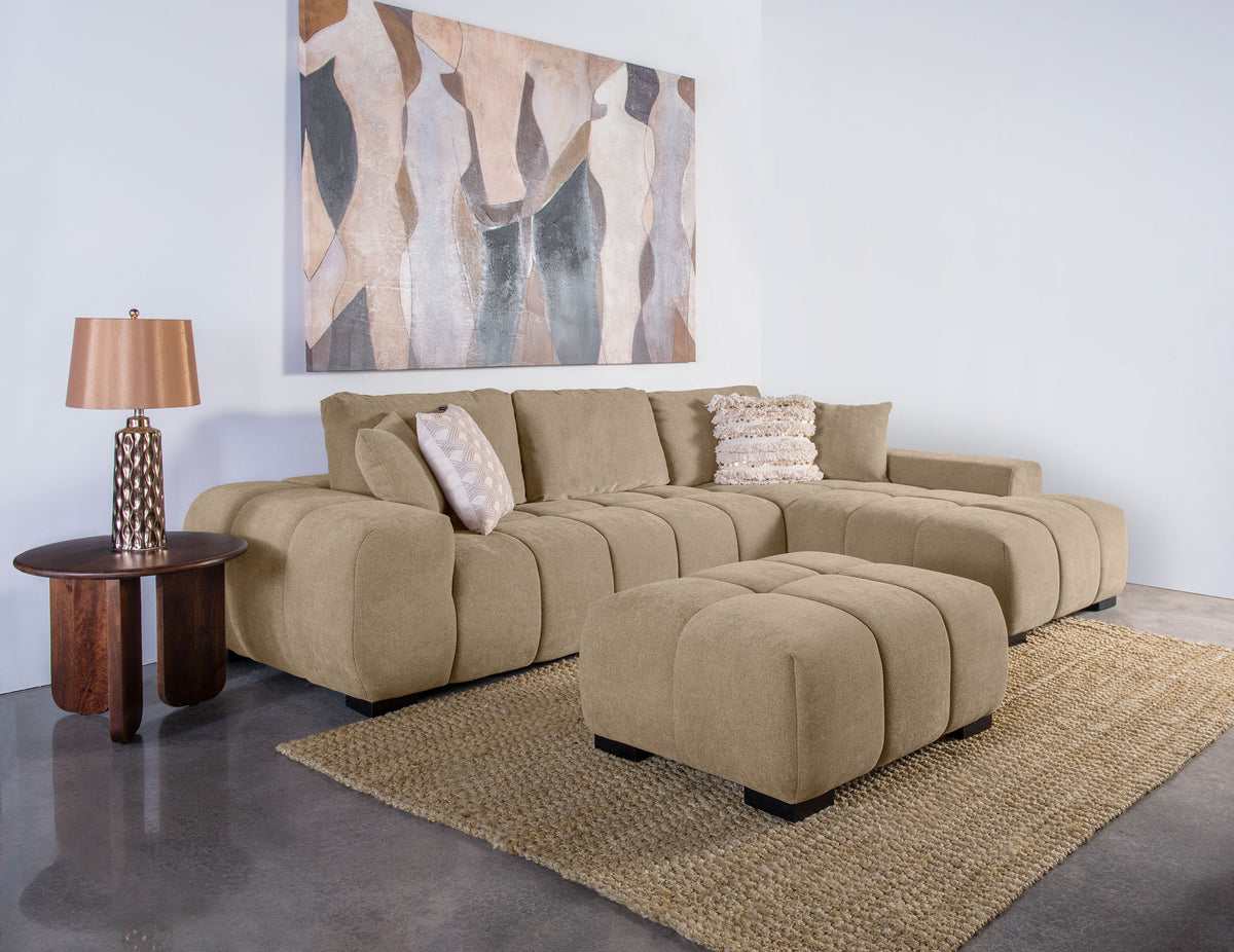 Octavia Tufted 2-Piece Sectional Chaise Sofa - Camel