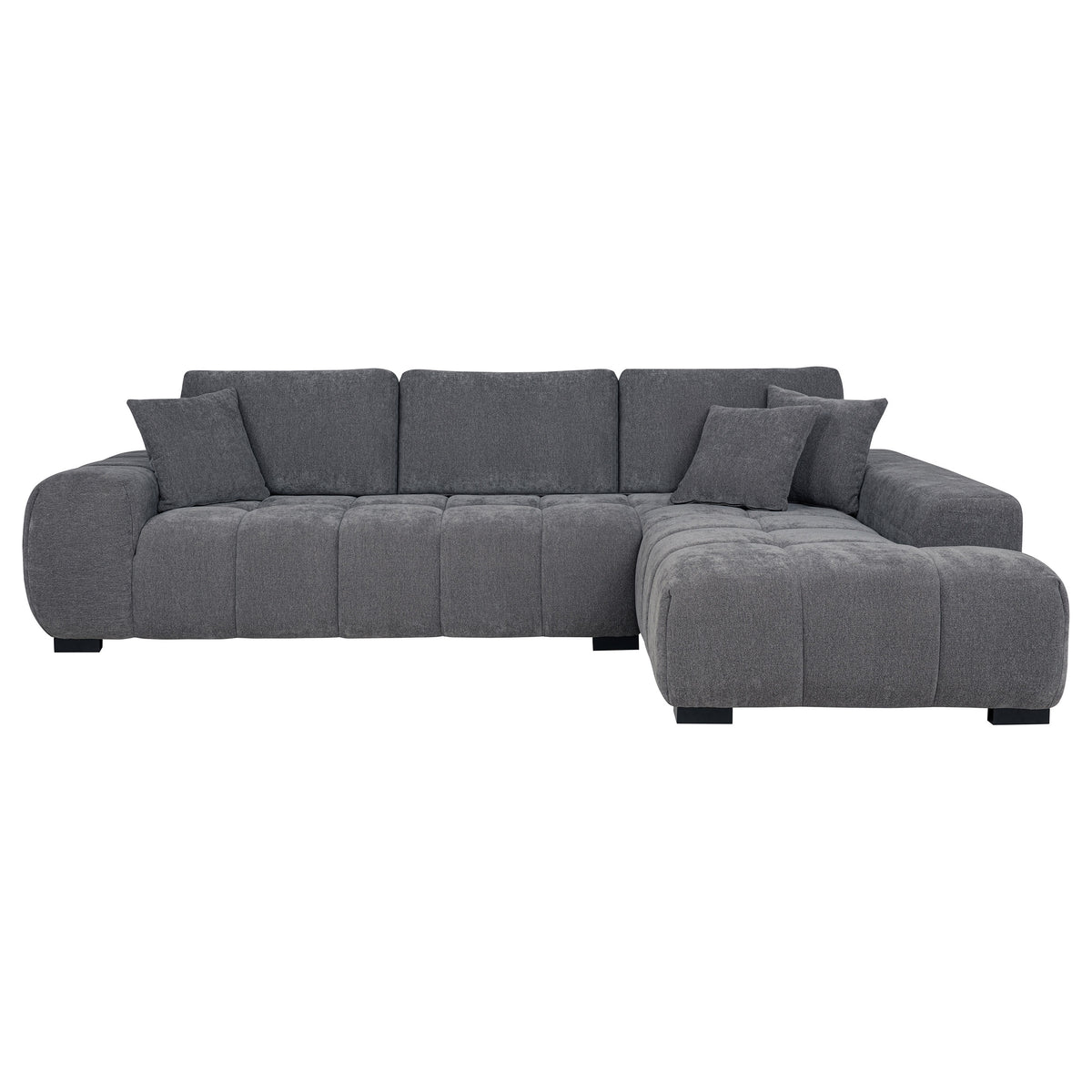 Octavia Tufted 2-Piece Sectional Chaise Sofa - Charcoal Grey