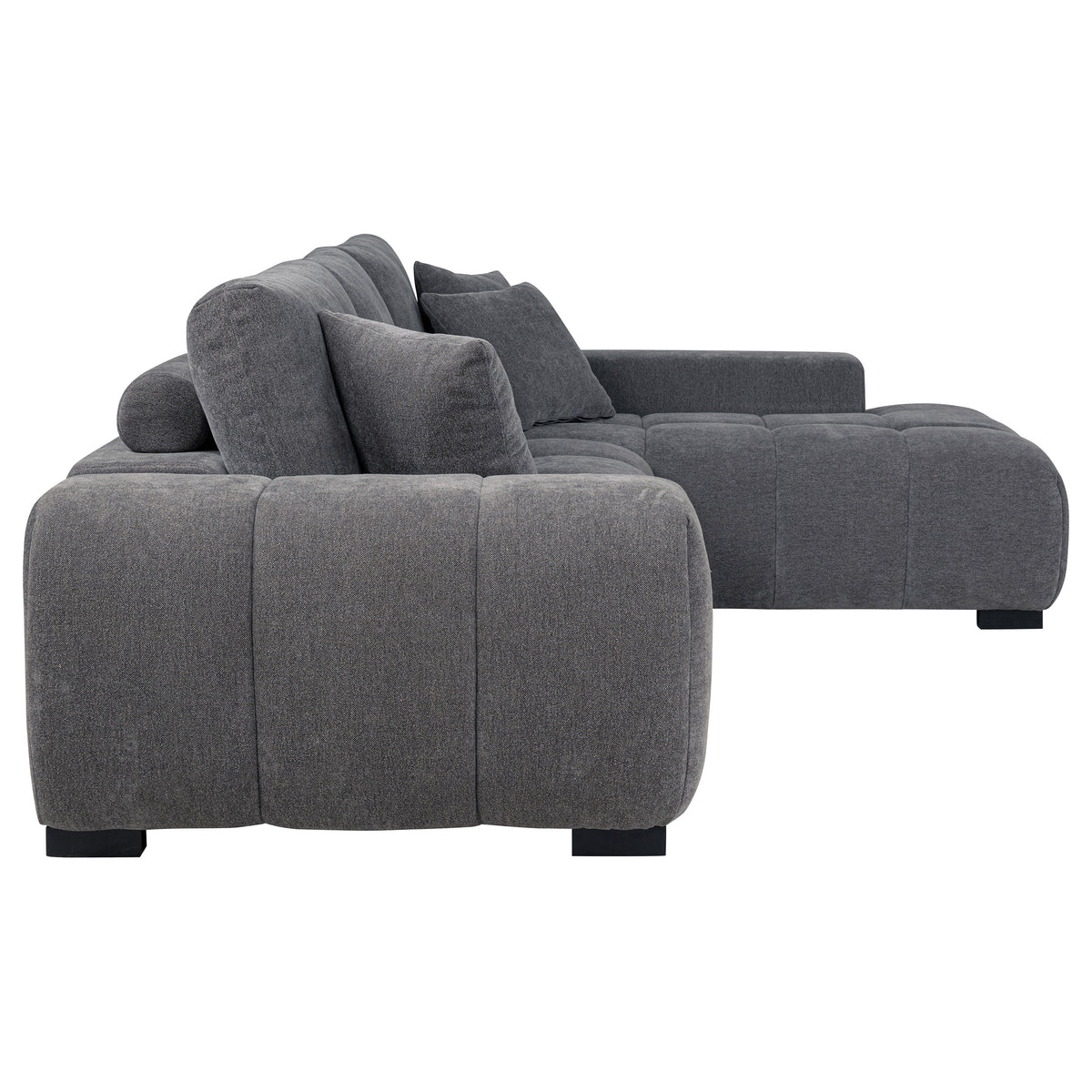 Octavia Tufted 2-Piece Sectional Chaise Sofa - Charcoal Grey