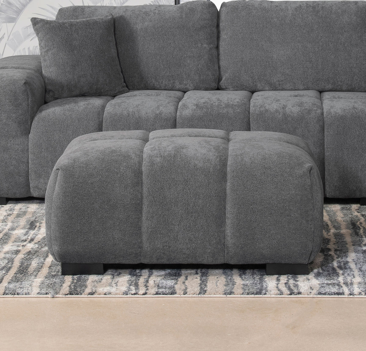 Octavia Tufted Upholstered Rectangular Ottoman - Charcoal Grey